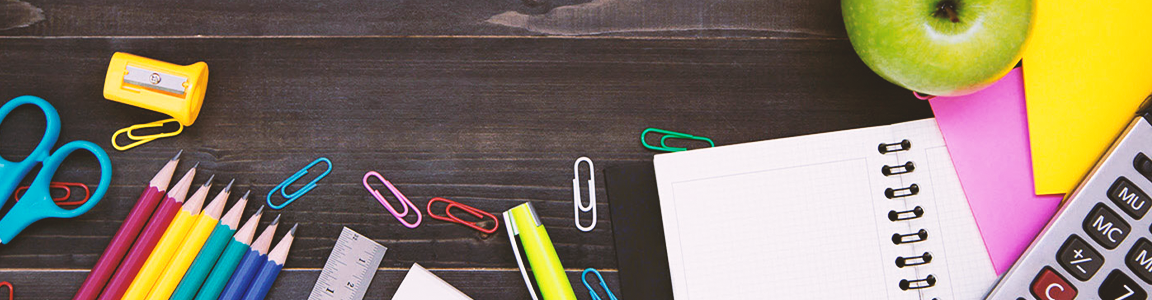 Desk with office supplies