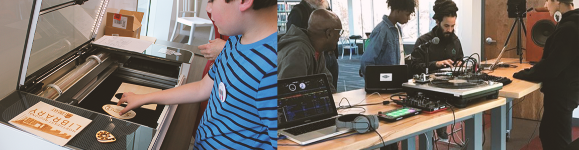 Kids and Teens using LFPL&#039;s Maker Spaces