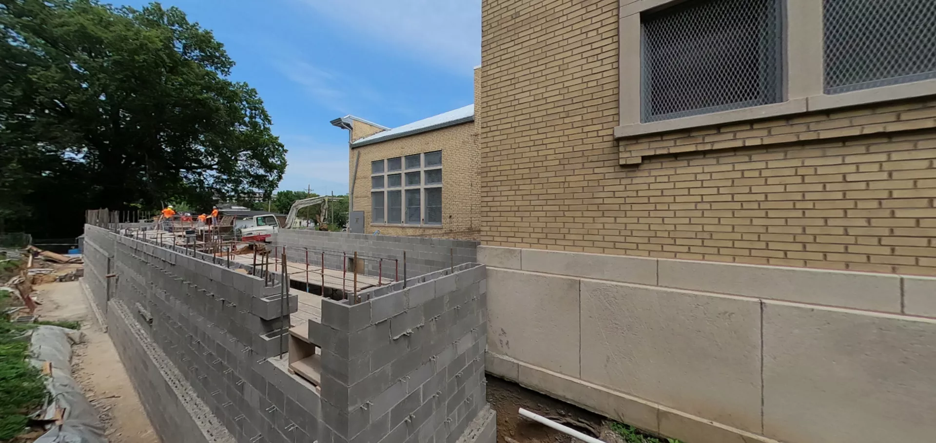 Side view of Portland construction with new addition