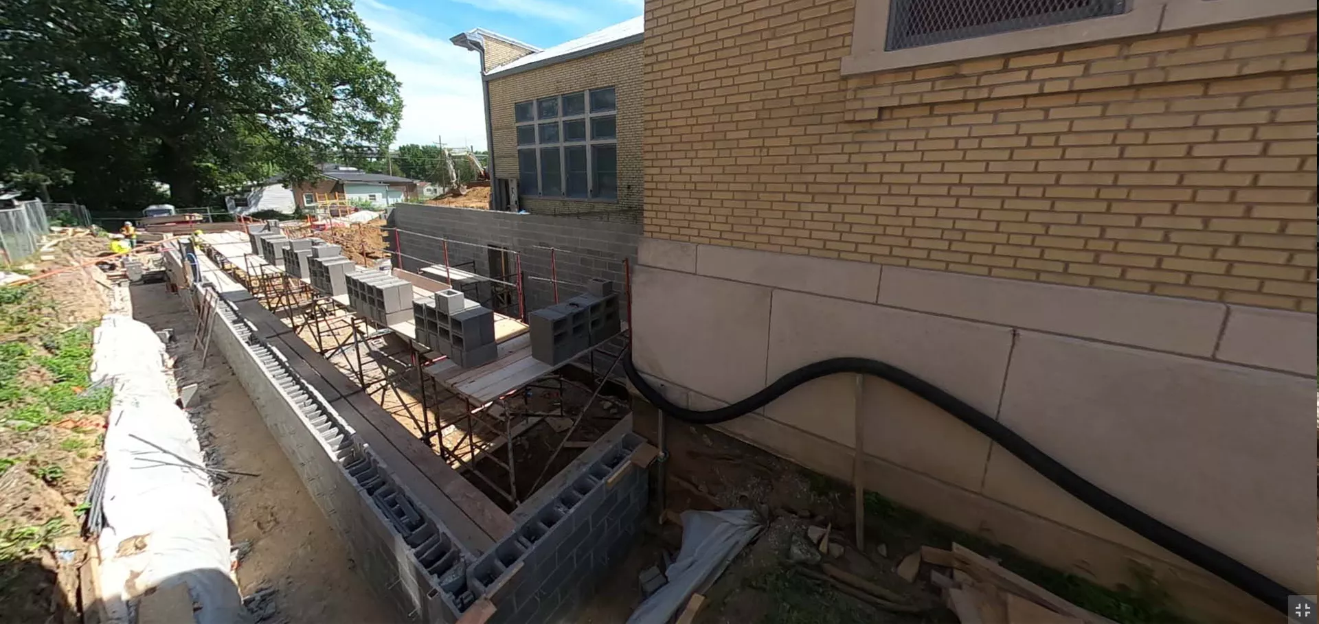 Exterior construction of the new addition