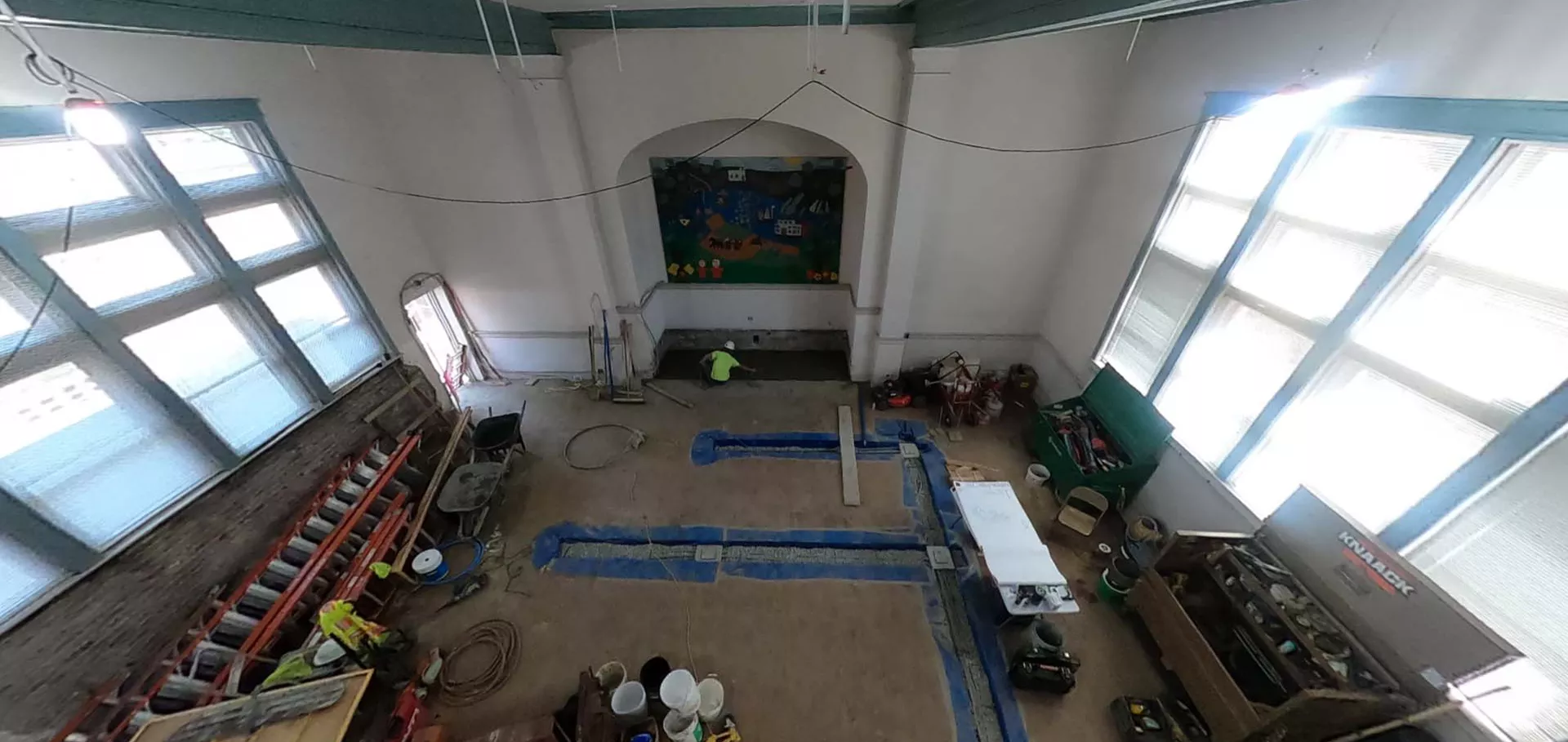 Bird&#039;s-eye view of auditorium renovation