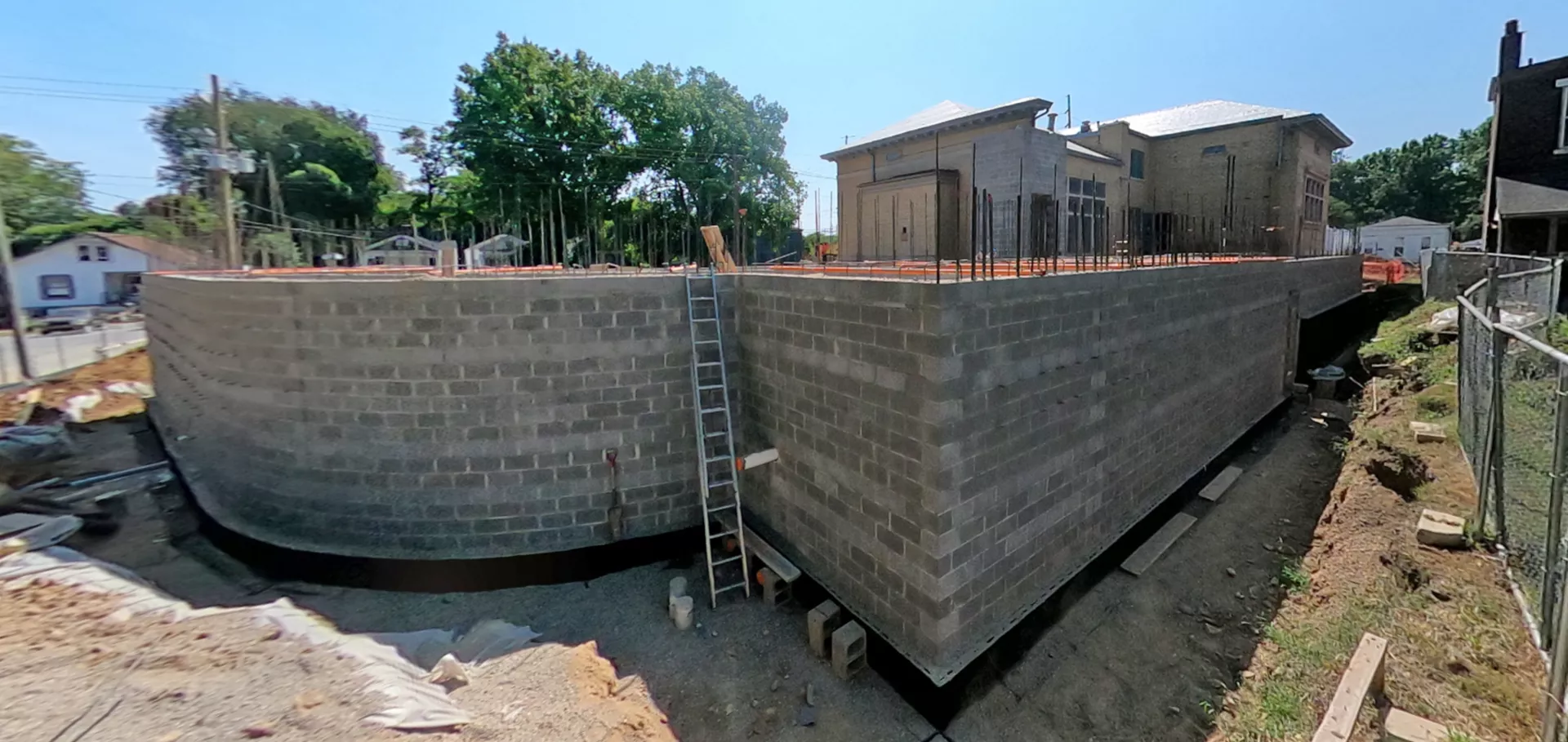 Outside wall of new addition